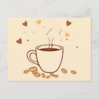 Taza de café y vapor en estilo doodle