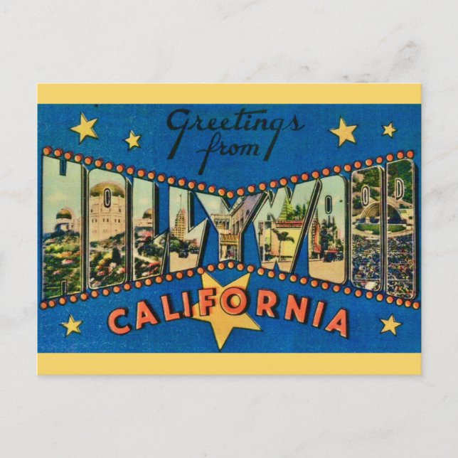 Postal Taza de Hollywood estrellado California (Anverso)