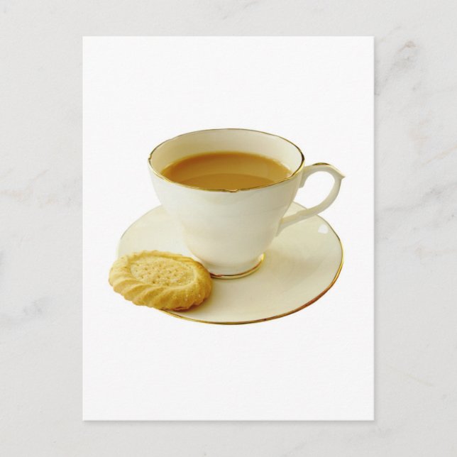 Postal Taza de té con galleta (Anverso)