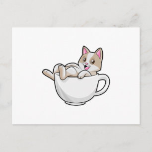 Postal Taza de té de gato