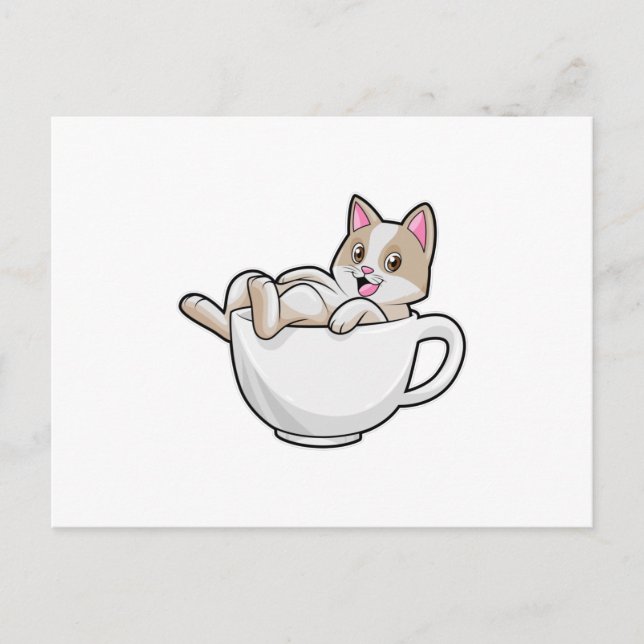 Postal Taza de té de gato (Anverso)