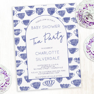 Postal Taza de té vintage acuarela Baby Shower Fiesta del