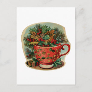 Postal Taza Retro de Navidad en Bodegón