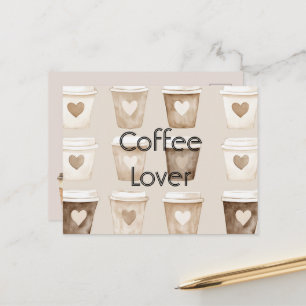 Postal Tazas de Corazón de Café con Crema  