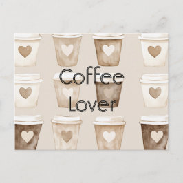Postal Tazas de Corazón de Café con Crema