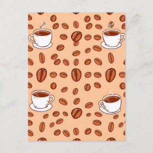 Postal Tazas de Granos de Café Patrón Acogedor