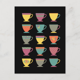 Postal tazas de té de porcelana retro, tazas de café colo