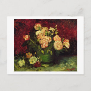 Postal Tazón con peonías y Rosas por Vincent van Gogh