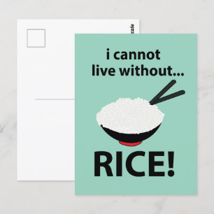 Postal Tazón de Arroz No Puedo Vivir Sin Arroz