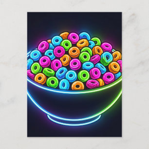 Postal Tazón de cereal con brillo de neón