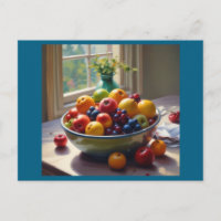 Tazón de fruta en la mesa pintura al óleo clásico