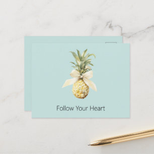 Postal Tazón de piña de fruta tropical azul