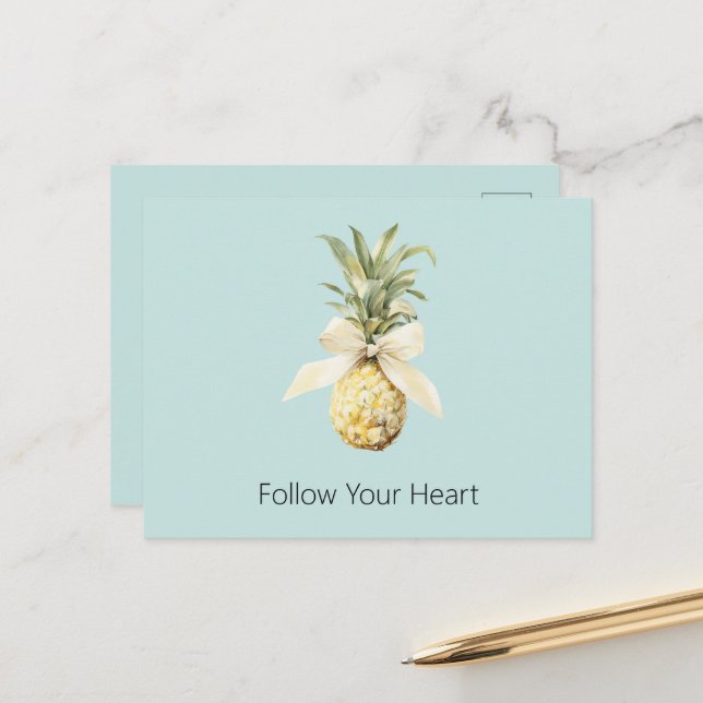 Postal Tazón de piña de fruta tropical azul (Anverso/Reverso In Situ)