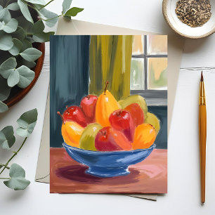 Postal Tazón de pintura de acuarela de frutas