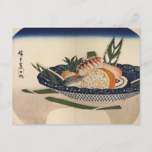 Postal Tazón de sushi, alrededor del Japón de 1800.