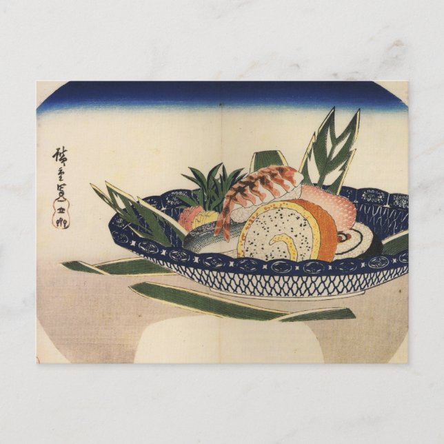 Postal Tazón de sushi, alrededor del Japón de 1800. (Anverso)