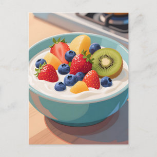 Postal Tazón de Yogur de Fruta Fresca