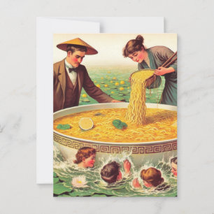 Postal Tazón surrealista del estanque de fideos en el est