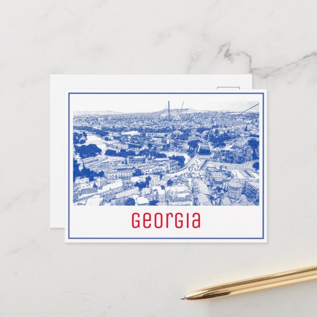 Postal Tbilisi Georgia Cityscape Street Architecture (Anverso/Reverso In Situ)