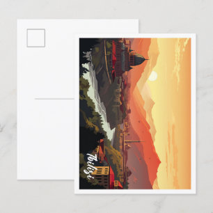 Postal Tbilisi Georgia Ilustracion de Viajes de Arte
