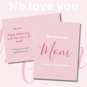 Postal Te Amamos Mamá Minimalista Rosa