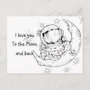 Postal Te amo a la Luna / Astronauta / Amor