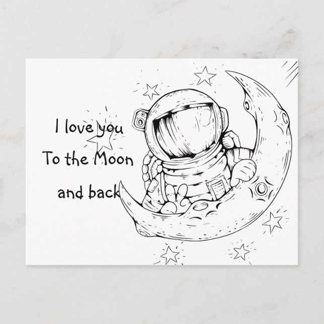Postal Te amo a la Luna / Astronauta / Amor (Anverso)