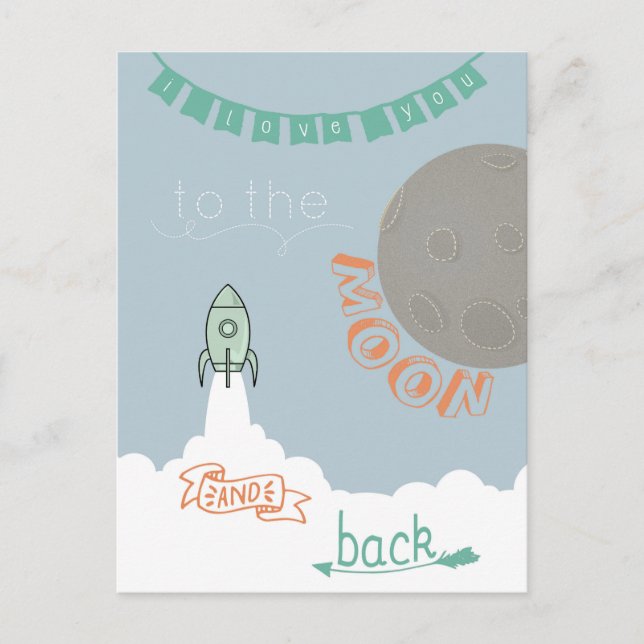 Postal Te Amo A La Luna Y A La Vuelta (Anverso)