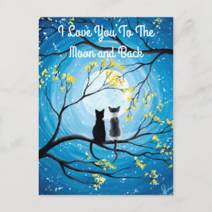 Postal Te amo a la luna y al gato