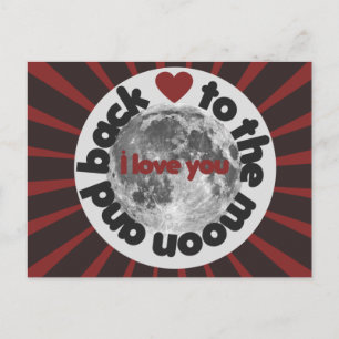 Postal Te amo a la luna y de vuelta
