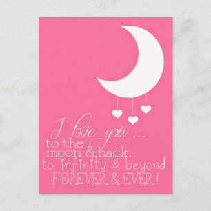 Postal Te amo a la poscarta de la luna y la espalda