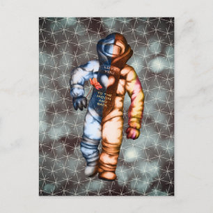 Postal Te amo al astronauta de la luna dibujando espacio