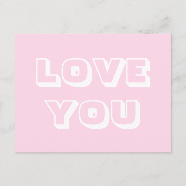 Postal Te amo, blanco claro blanco moderno negrita (Anverso)