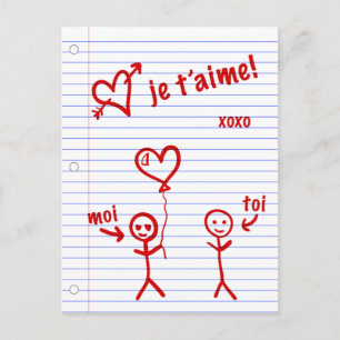 Postal te amo bocetos de cuaderno