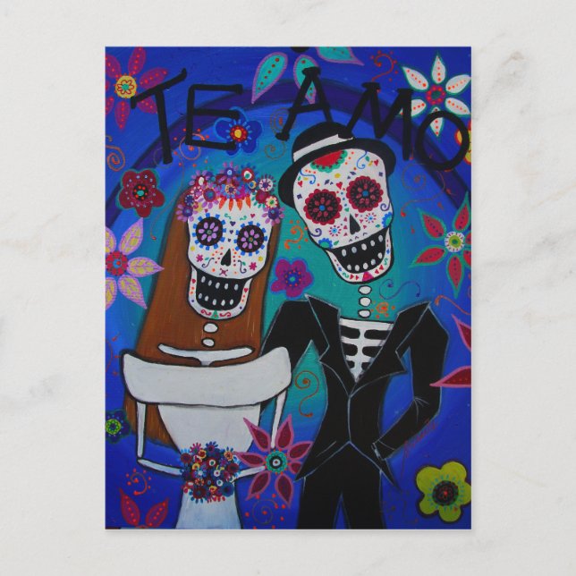 POSTAL TE AMO BODA DIA DE LOS MUERTOS (Anverso)