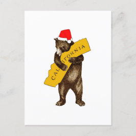 Postal Te amo California oso con Santa Hat