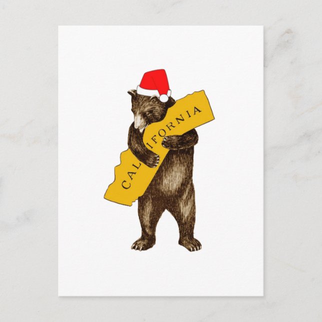 Postal Te amo California oso con Santa Hat (Anverso)