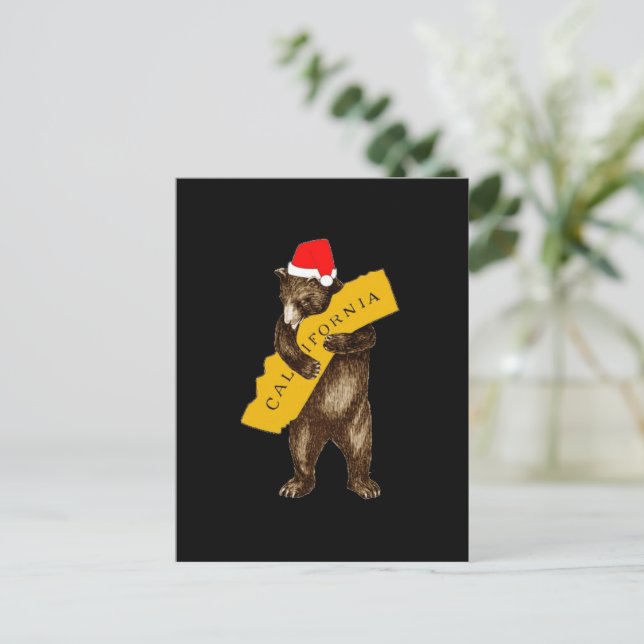 Postal Te amo California oso con Santa Hat (Anverso de pie)