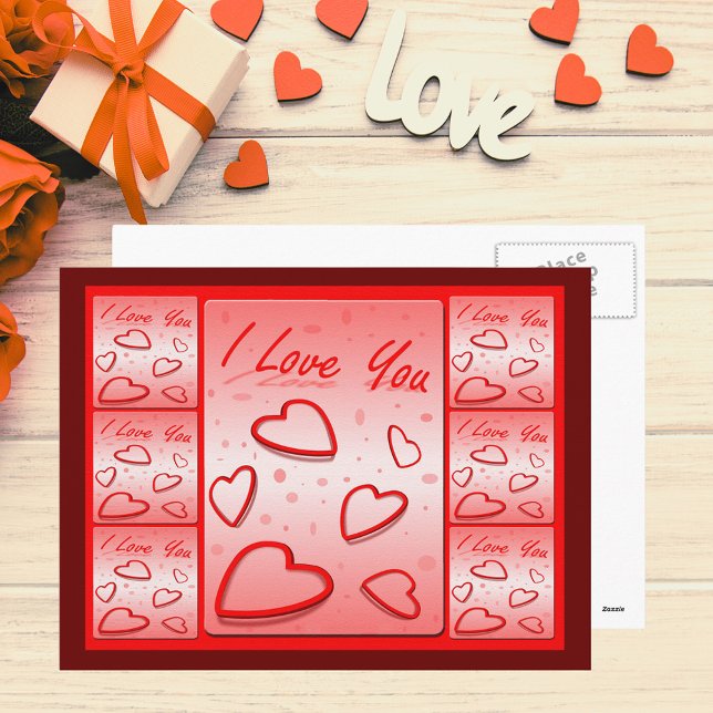 Postal Te amo con el fondo rosado del corazón (I Love You with Hearts Pink Background Postcard)
