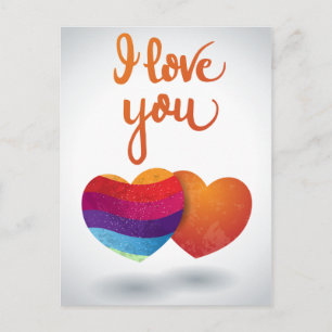 Postal Te amo con un par de corazones