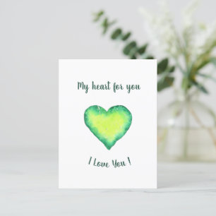 Postal Te Amo Corazón Cumpleaños Verde y Azul Lindo