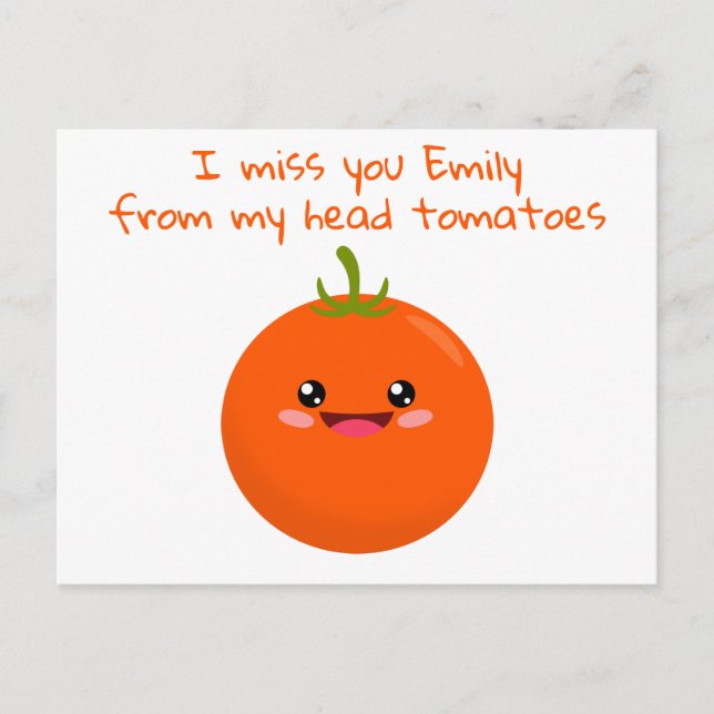 Postal Te Amo Desde Mi Cabeza Tomates Funny Pun (Anverso)
