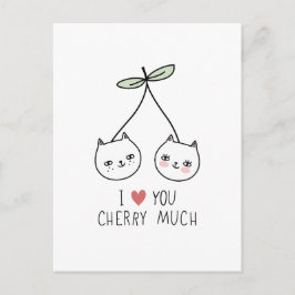 Postal Te amo Día de San Valentín Gato Cereza Amante