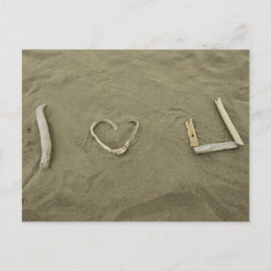 Postal Te amo en la playa