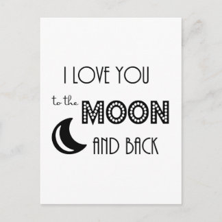 Postal te amo hasta la luna y de vuelta negro blanco