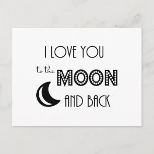 Postal te amo hasta la luna y de vuelta negro blanco