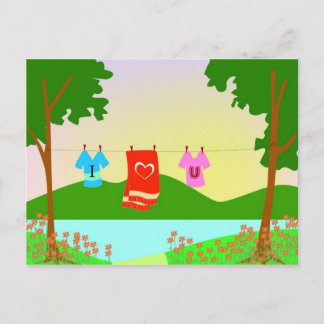 Postal Te Amo La Ropa En Una Línea De Ropa