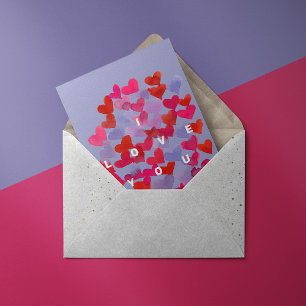 Postal Te amo los corazones de las acuarelas Postcard