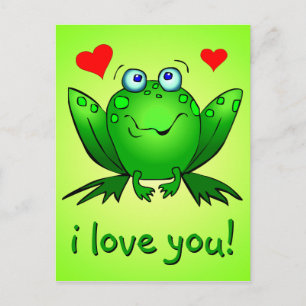 Postal Te Amo Los Corazones De Rana De Personalizado Verd