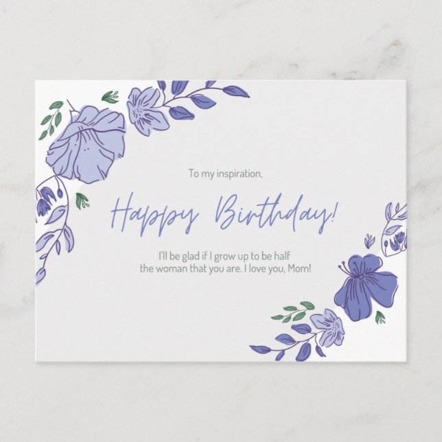 Postal ¡Te amo, mamá! Cumpleaños (Anverso)